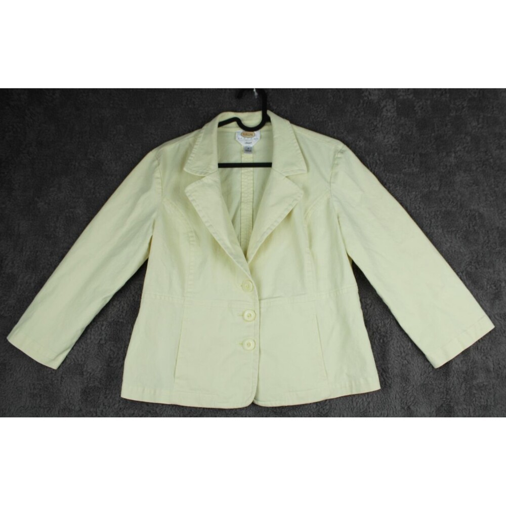Talbots Petites Vintage Womens Yellow Jacket Size S Long Sleeve Button Stretch